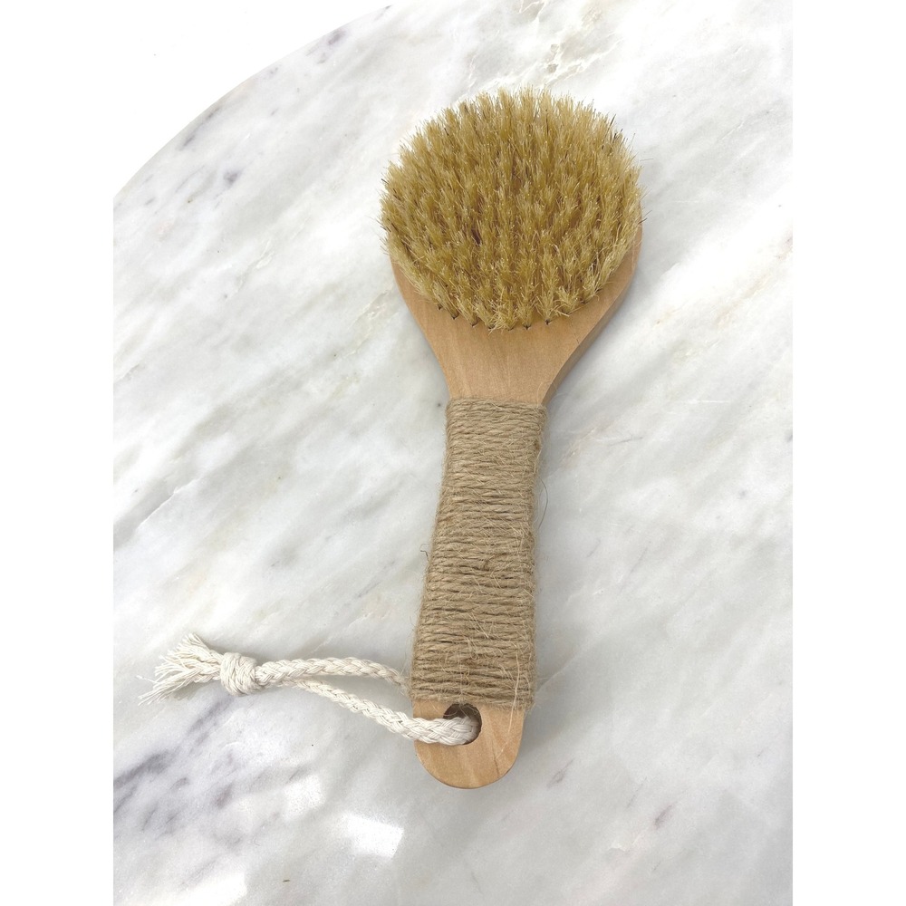 Esker Body‎ Brush Dry Brush Wooden Handle Exfoliating Jute Rope Bath Spa